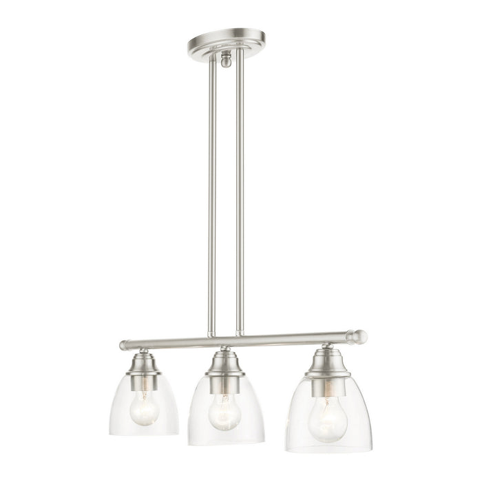 Three Light Linear Chandelier from the Montgomery collection in Brushed Nickel finish