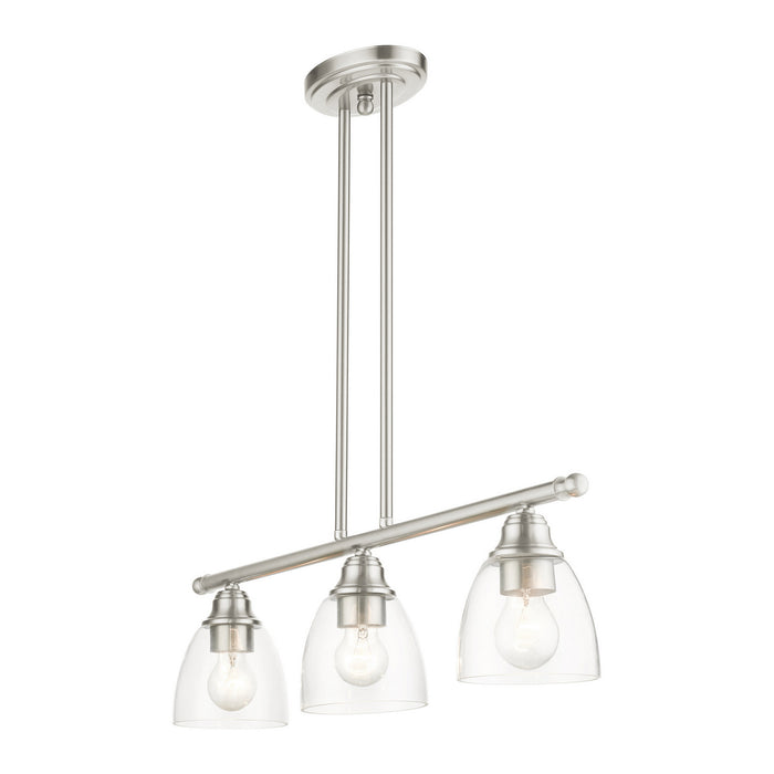 Three Light Linear Chandelier from the Montgomery collection in Brushed Nickel finish