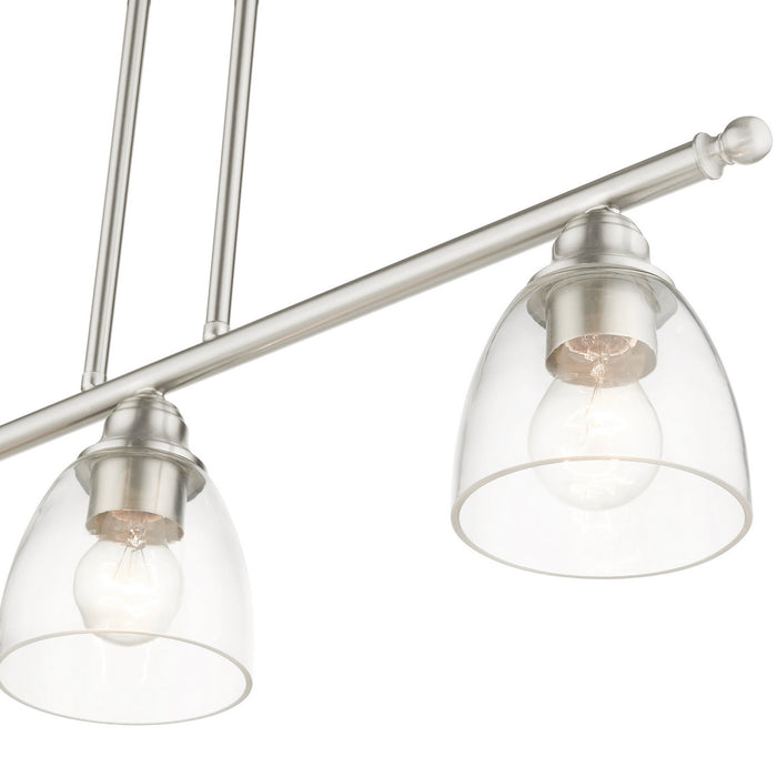 Three Light Linear Chandelier from the Montgomery collection in Brushed Nickel finish