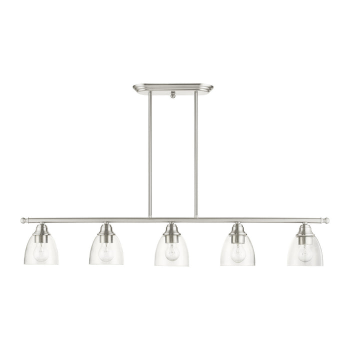 Five Light Linear Chandelier from the Montgomery collection in Brushed Nickel finish