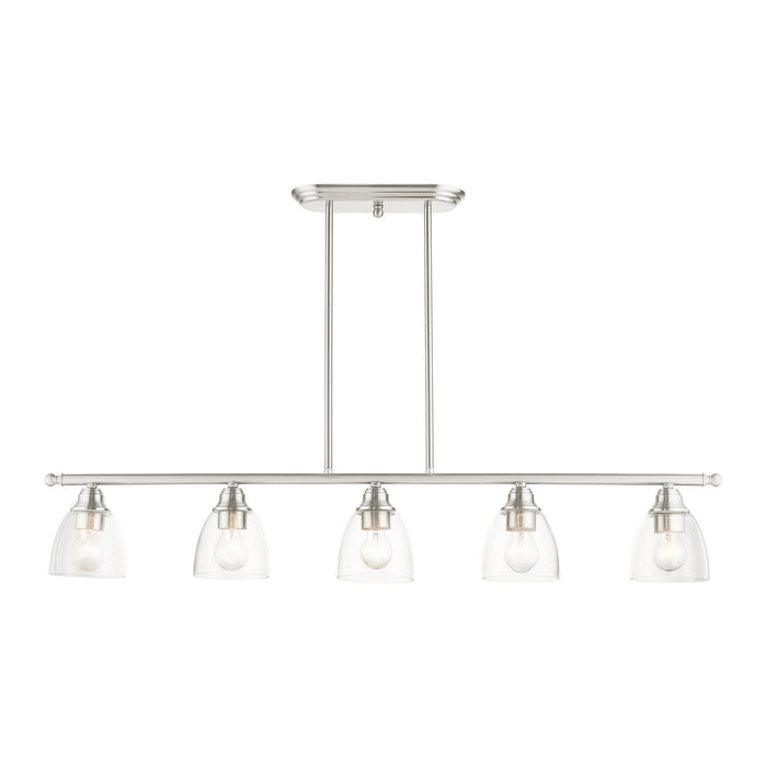 Five Light Linear Chandelier from the Montgomery collection in Brushed Nickel finish