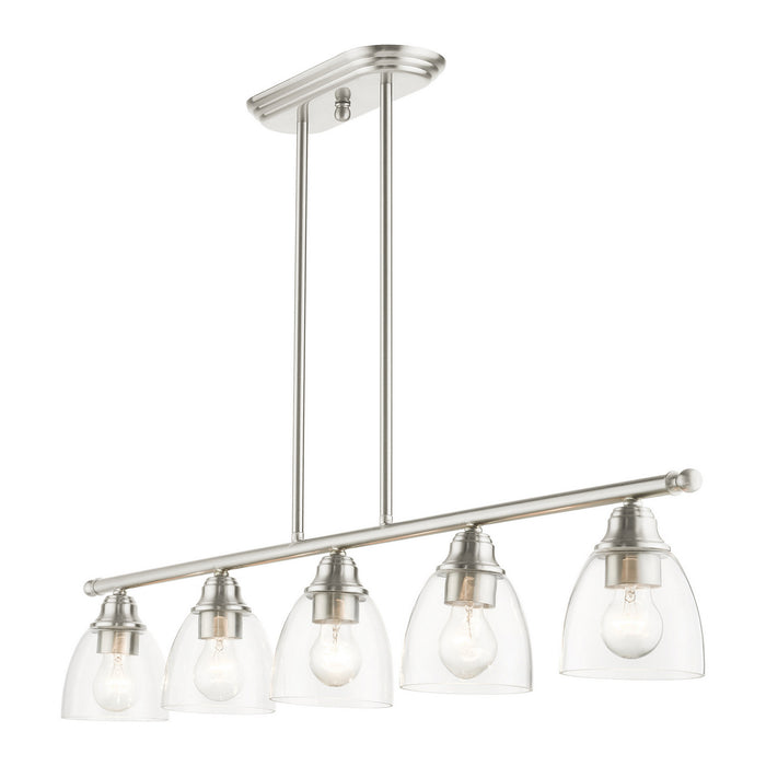 Five Light Linear Chandelier from the Montgomery collection in Brushed Nickel finish