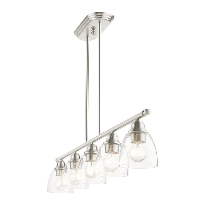 Five Light Linear Chandelier from the Montgomery collection in Brushed Nickel finish