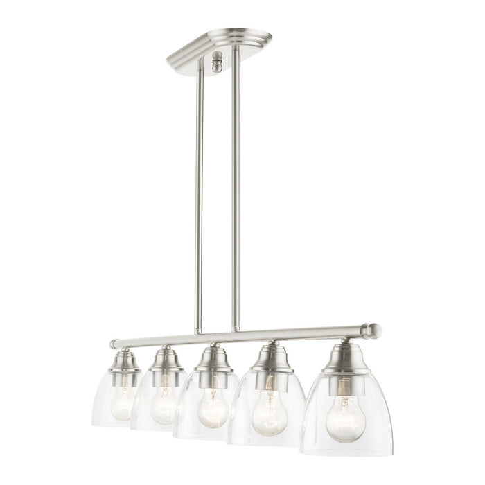 Five Light Linear Chandelier from the Montgomery collection in Brushed Nickel finish