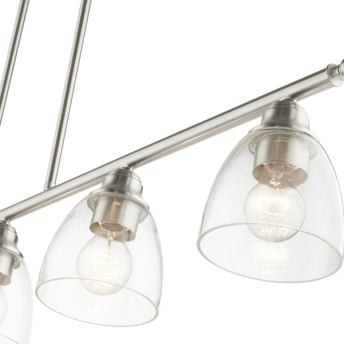 Five Light Linear Chandelier from the Montgomery collection in Brushed Nickel finish