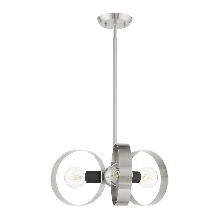 Three Light Chandelier from the Modesto collection in Brushed Nickel finish