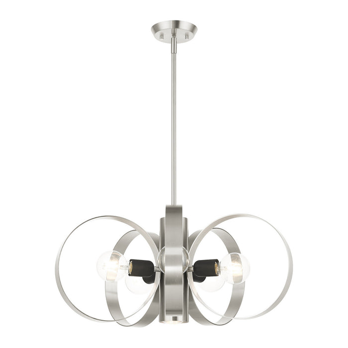 Six Light Chandelier from the Modesto collection in Brushed Nickel finish