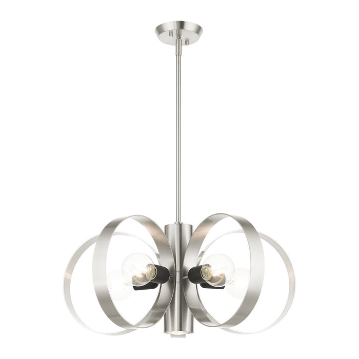 Six Light Chandelier from the Modesto collection in Brushed Nickel finish