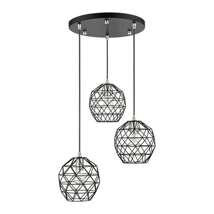 Three Light Pendant from the Geometrix collection in Black finish