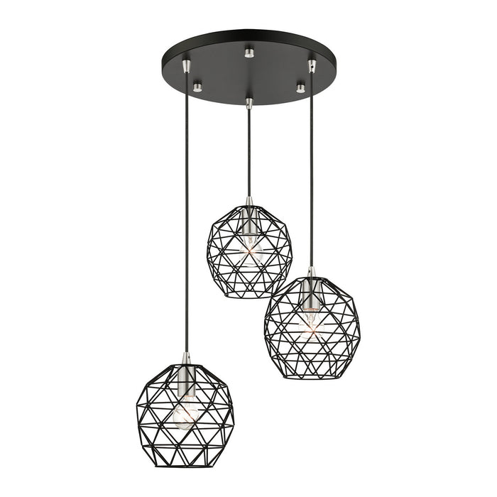 Three Light Pendant from the Geometrix collection in Black finish