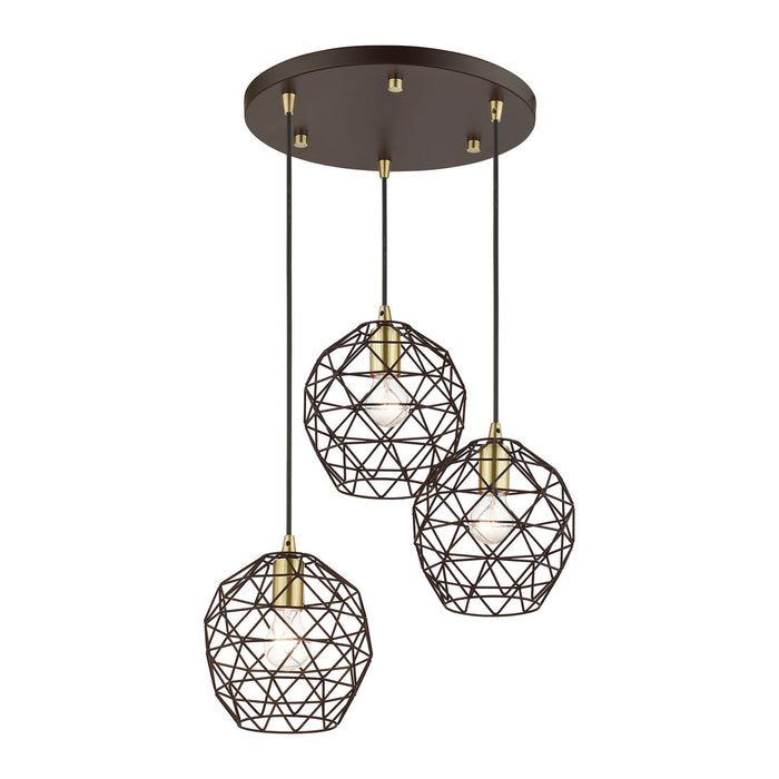 Three Light Pendant from the Geometrix collection in Bronze finish