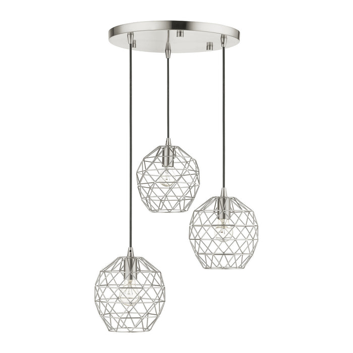 Three Light Pendant from the Geometrix collection in Brushed Nickel finish