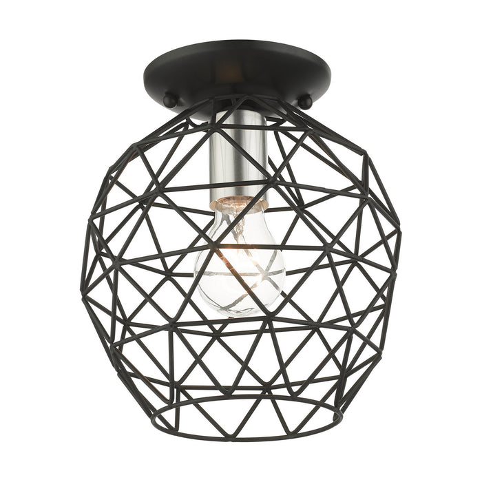 One Light Flush Mount from the Geometrix collection in Black finish