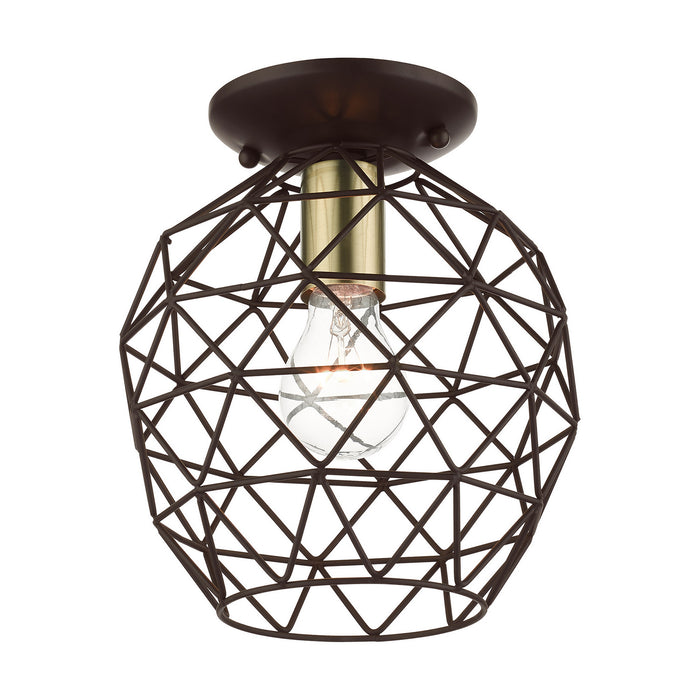 One Light Flush Mount from the Geometrix collection in Bronze finish