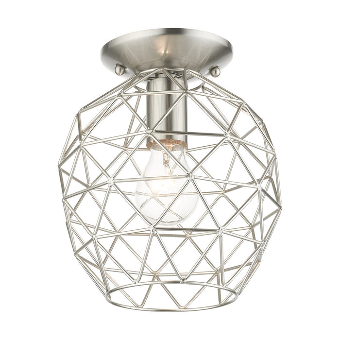 One Light Flush Mount from the Geometrix collection in Brushed Nickel finish