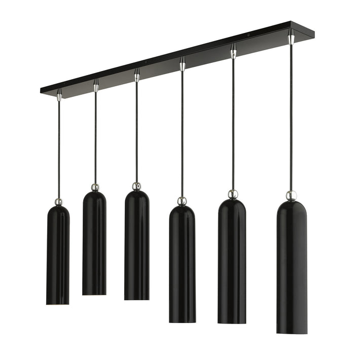 Six Light Linear Pendant from the Ardmore collection in Shiny Black finish