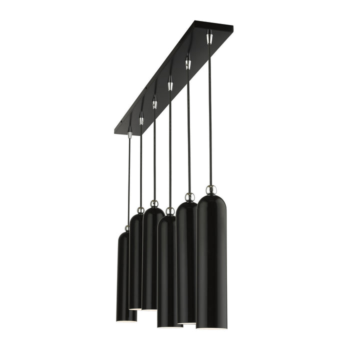 Six Light Linear Pendant from the Ardmore collection in Shiny Black finish
