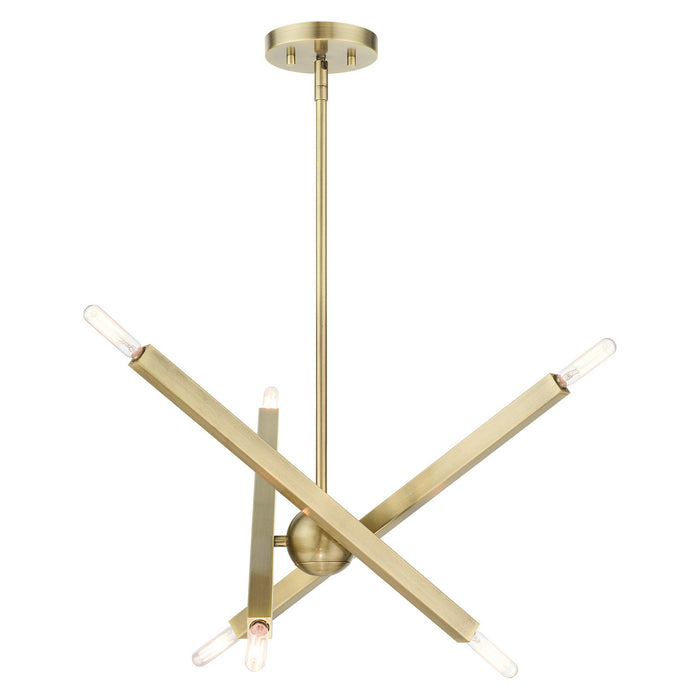 Six Light Chandelier from the Monaco collection in Antique Brass finish