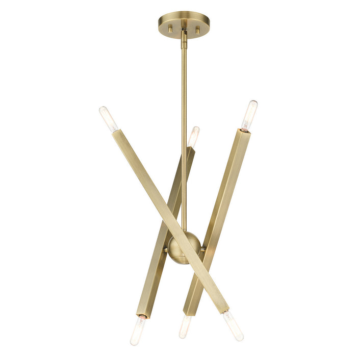 Six Light Chandelier from the Monaco collection in Antique Brass finish
