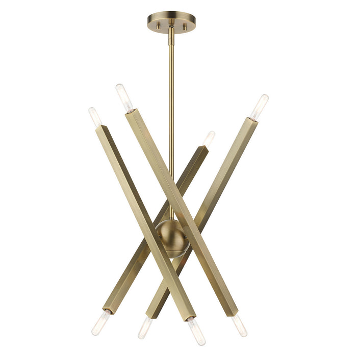 Eight Light Chandelier from the Monaco collection in Antique Brass finish