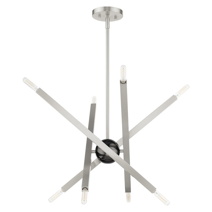 Eight Light Chandelier from the Monaco collection in Brushed Nickel finish