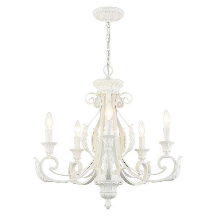 Five Light Chandelier from the Valencia collection in Shiny White finish