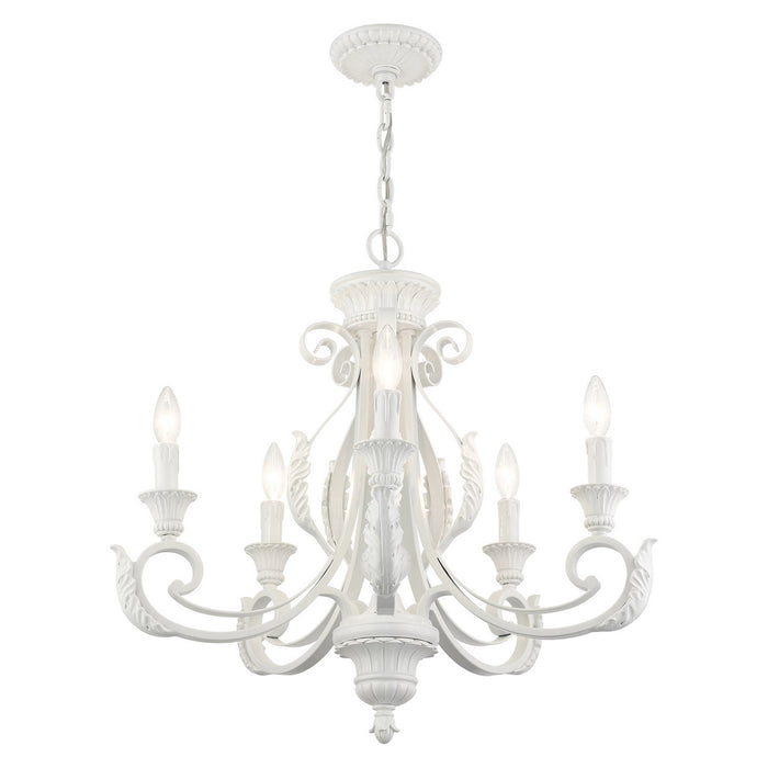 Five Light Chandelier from the Valencia collection in Shiny White finish