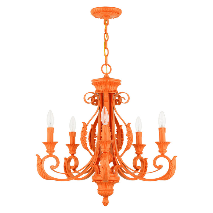 Five Light Chandelier from the Valencia collection in Shiny Orange finish