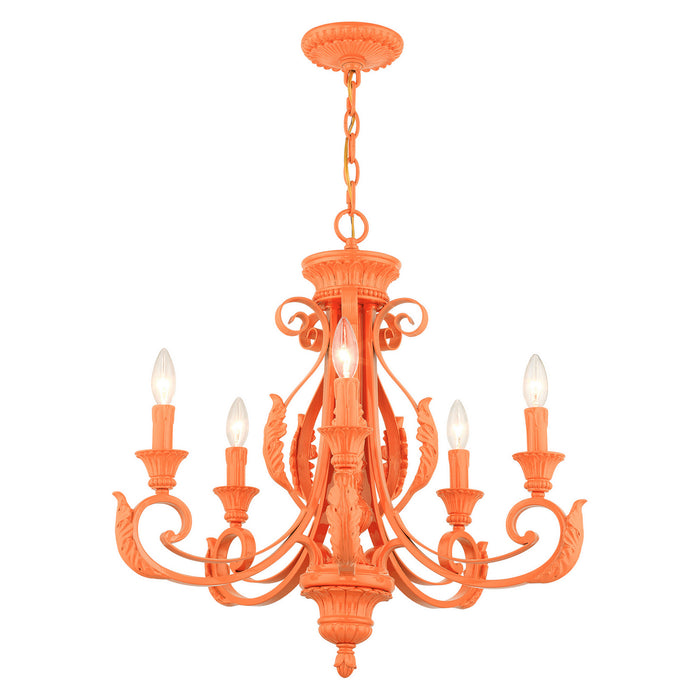 Five Light Chandelier from the Valencia collection in Shiny Orange finish