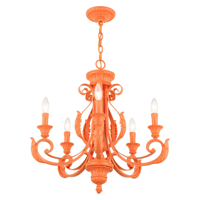 Five Light Chandelier from the Valencia collection in Shiny Orange finish