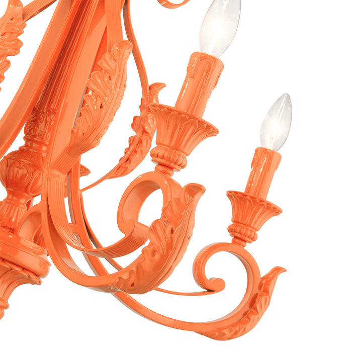 Five Light Chandelier from the Valencia collection in Shiny Orange finish