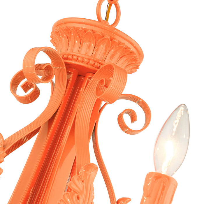 Five Light Chandelier from the Valencia collection in Shiny Orange finish