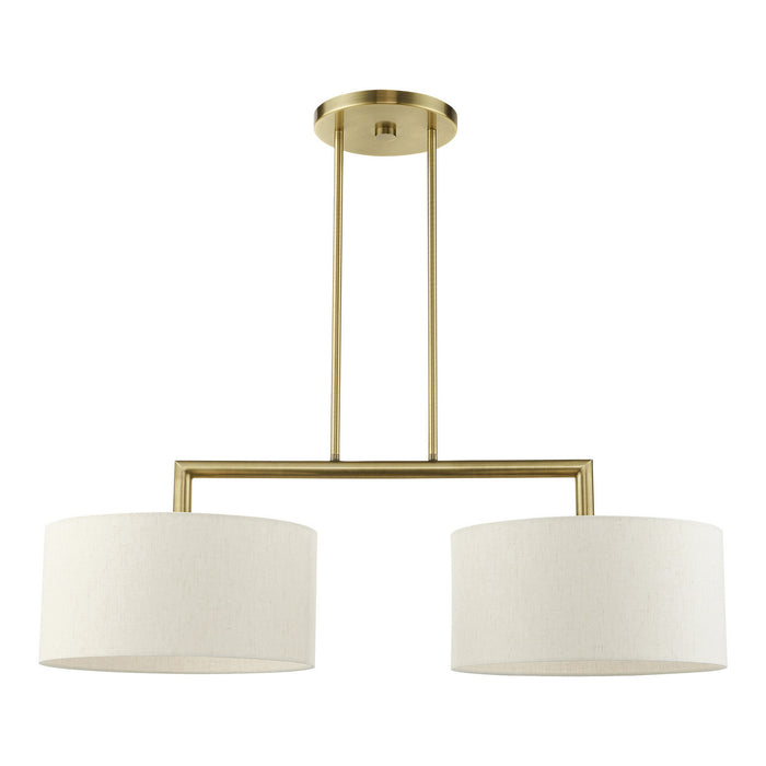 Two Light Linear Chandelier from the Meridian collection in Antique Brass finish