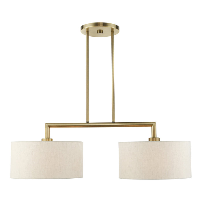 Two Light Linear Chandelier from the Meridian collection in Antique Brass finish