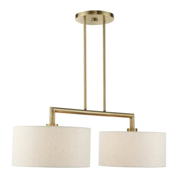 Two Light Linear Chandelier from the Meridian collection in Antique Brass finish