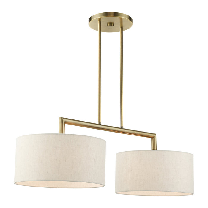 Two Light Linear Chandelier from the Meridian collection in Antique Brass finish