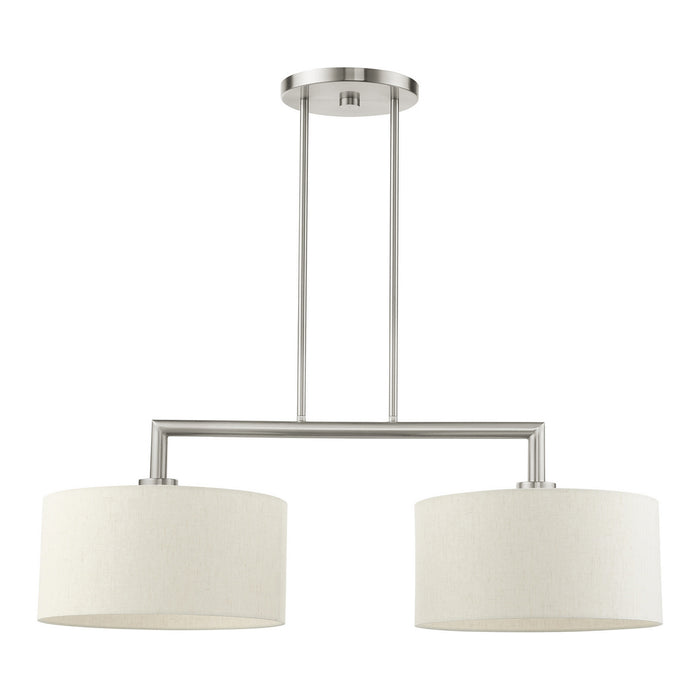 Two Light Linear Chandelier from the Meridian collection in Brushed Nickel finish