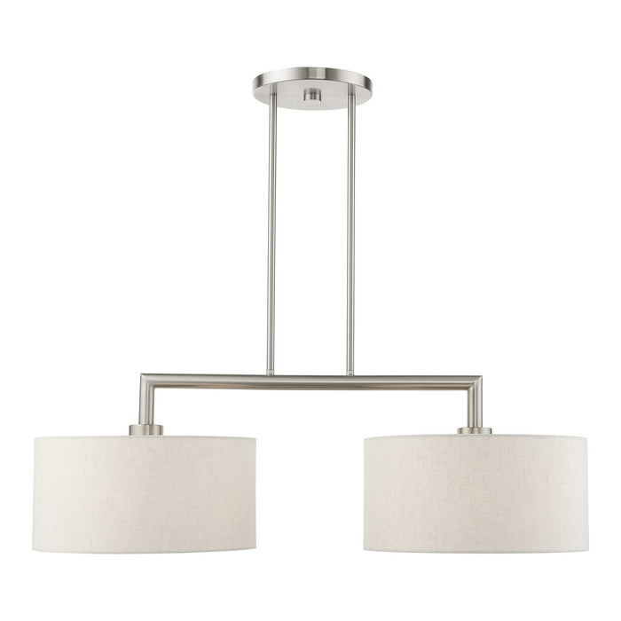 Two Light Linear Chandelier from the Meridian collection in Brushed Nickel finish