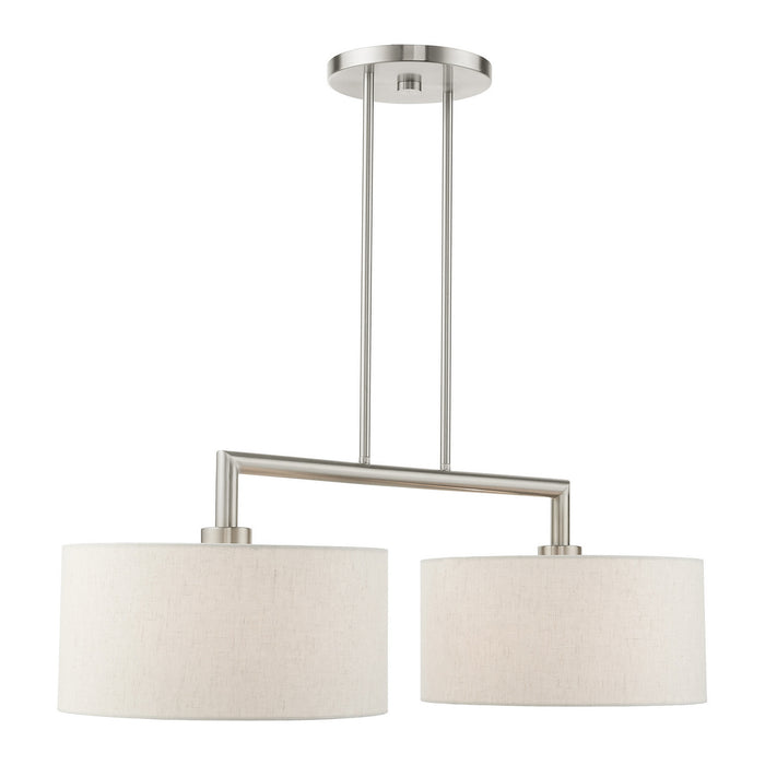 Two Light Linear Chandelier from the Meridian collection in Brushed Nickel finish