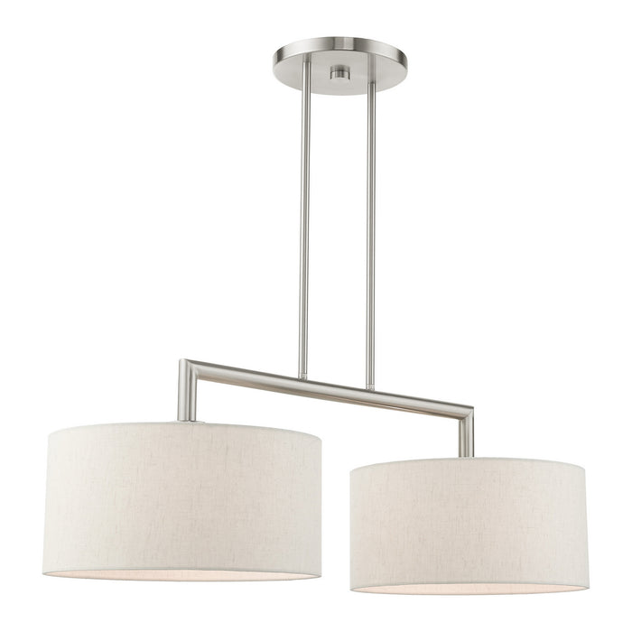 Two Light Linear Chandelier from the Meridian collection in Brushed Nickel finish