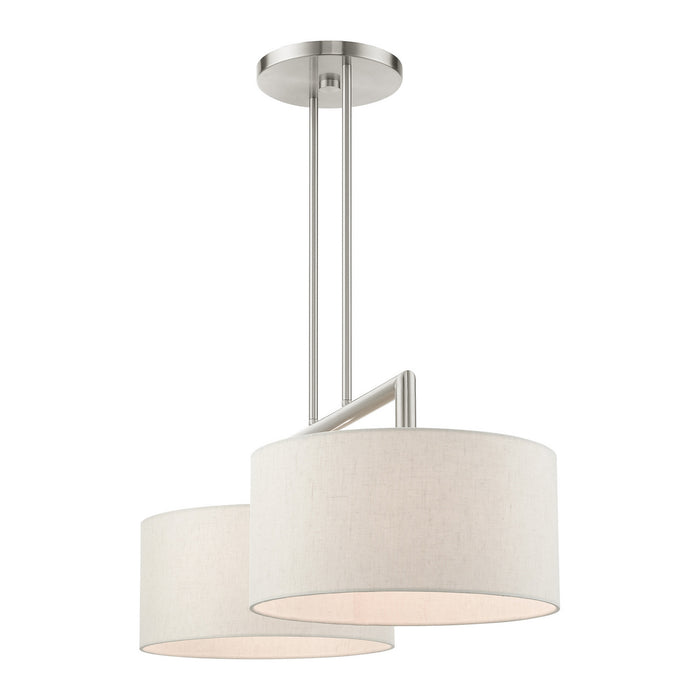 Two Light Linear Chandelier from the Meridian collection in Brushed Nickel finish