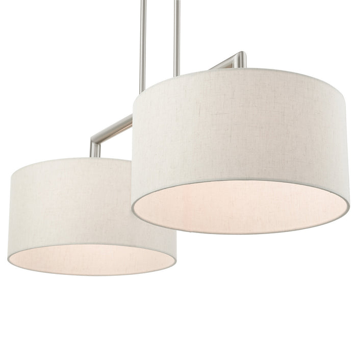 Two Light Linear Chandelier from the Meridian collection in Brushed Nickel finish