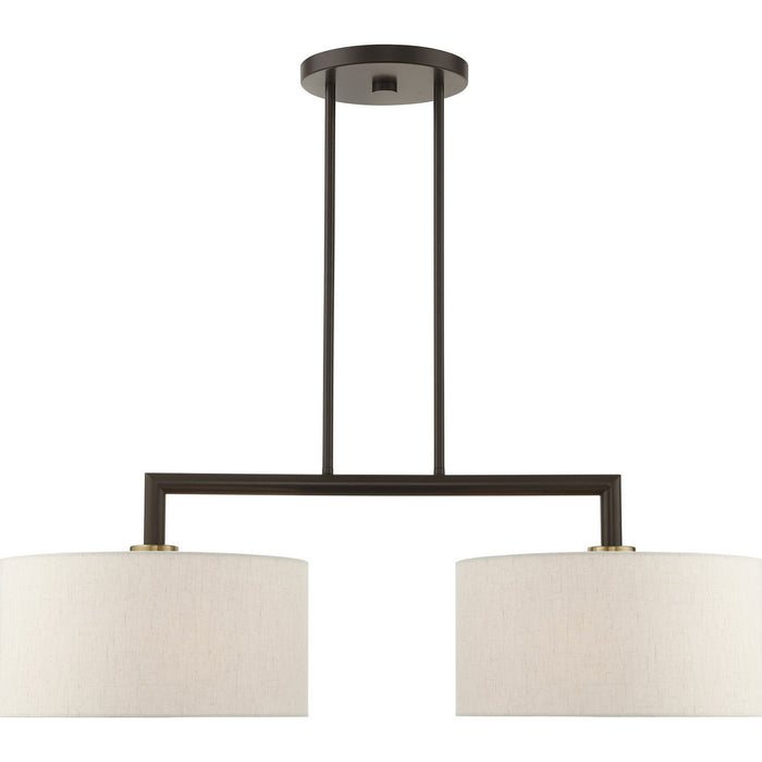 Two Light Linear Chandelier from the Meridian collection in English Bronze finish