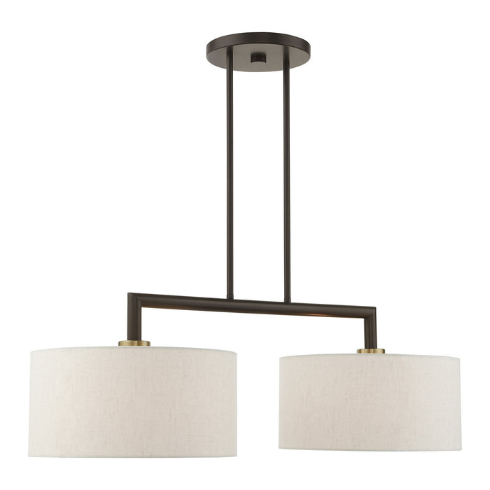 Two Light Linear Chandelier from the Meridian collection in English Bronze finish