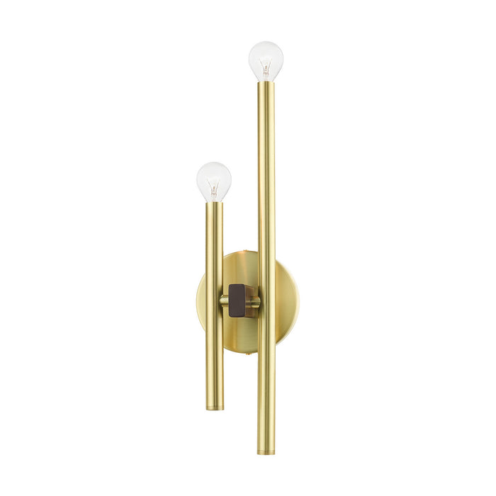 Two Light Wall Sconce from the Denmark collection in Satin Brass finish