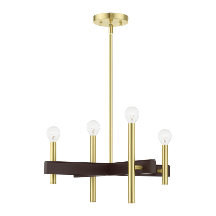 Four Light Chandelier from the Denmark collection in Satin Brass finish