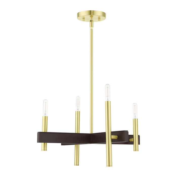 Four Light Chandelier from the Denmark collection in Satin Brass finish