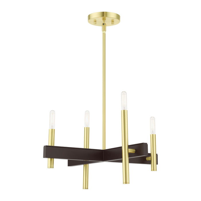 Four Light Chandelier from the Denmark collection in Satin Brass finish