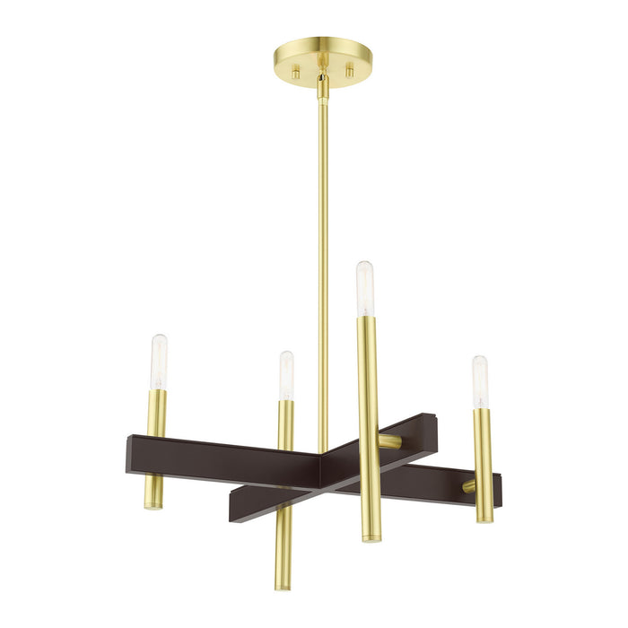 Four Light Chandelier from the Denmark collection in Satin Brass finish