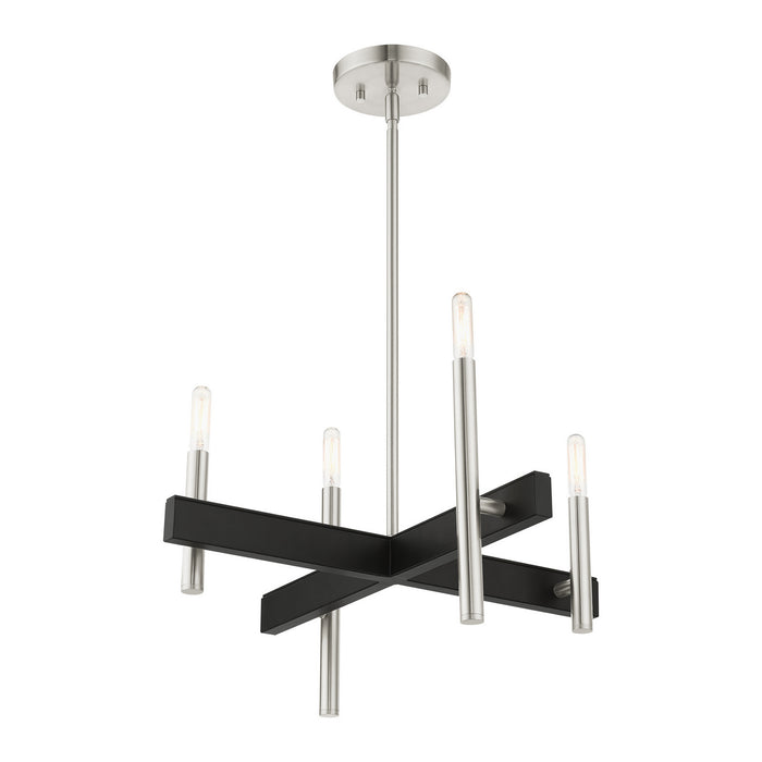 Four Light Chandelier from the Denmark collection in Brushed Nickel finish